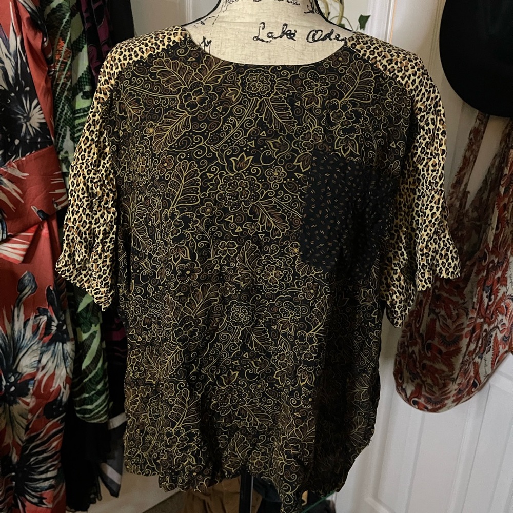 Cheetah Color/Print-Block Shirt